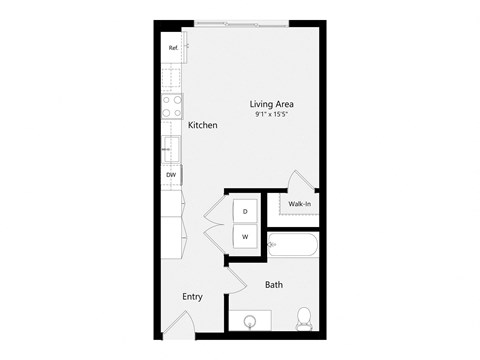 a floor plan of a unit with an open floor plan